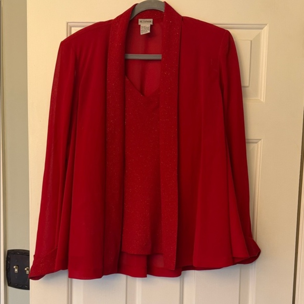Metaphor Red Women's Top and Jacket Set